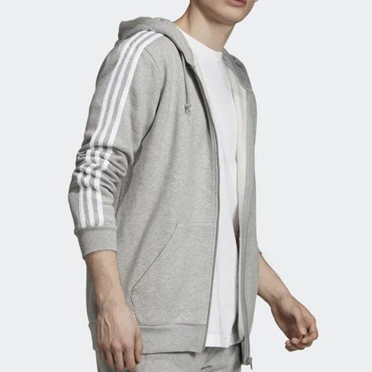 Adidas Originals 3-Stripe Zip Hoodie Jacket Men Tops Grey ED5969
