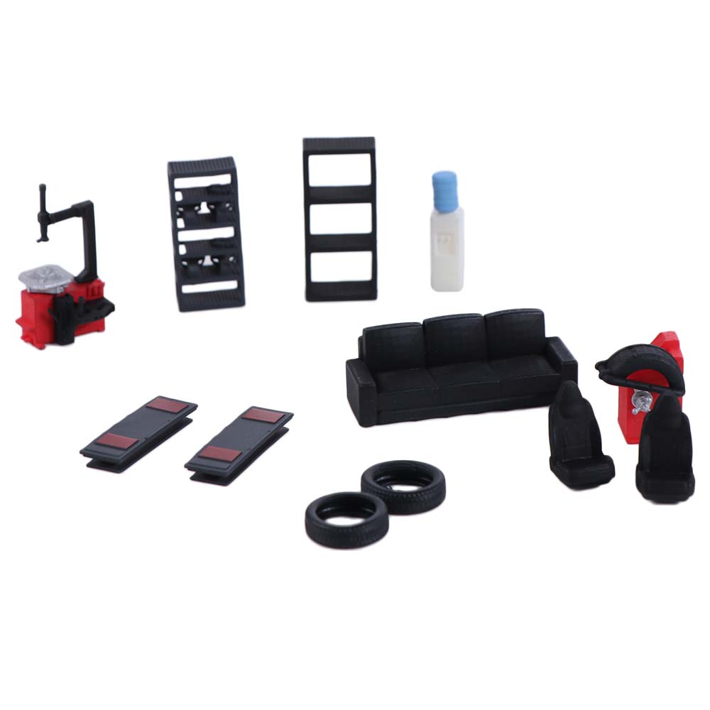 1/64 Scale Simulation Car Repair Tools Model Assembly Garage Scene Display Miniature Landscape