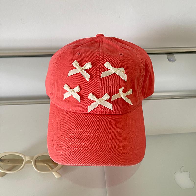 Spring and summer soft top baseball cap versatile bow sweet visor casual sun protection cap female tide