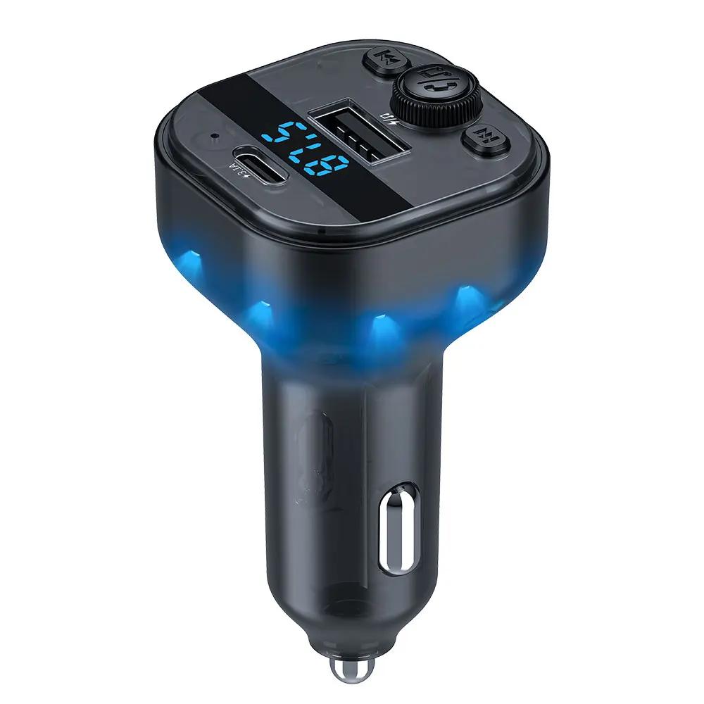 

Bluetooth 5.0 Car FM Transmitter PD Type-C Dual Car Charger USB Ambient Player MP3 Charger Wireless Light Handsfree PD QC3.0