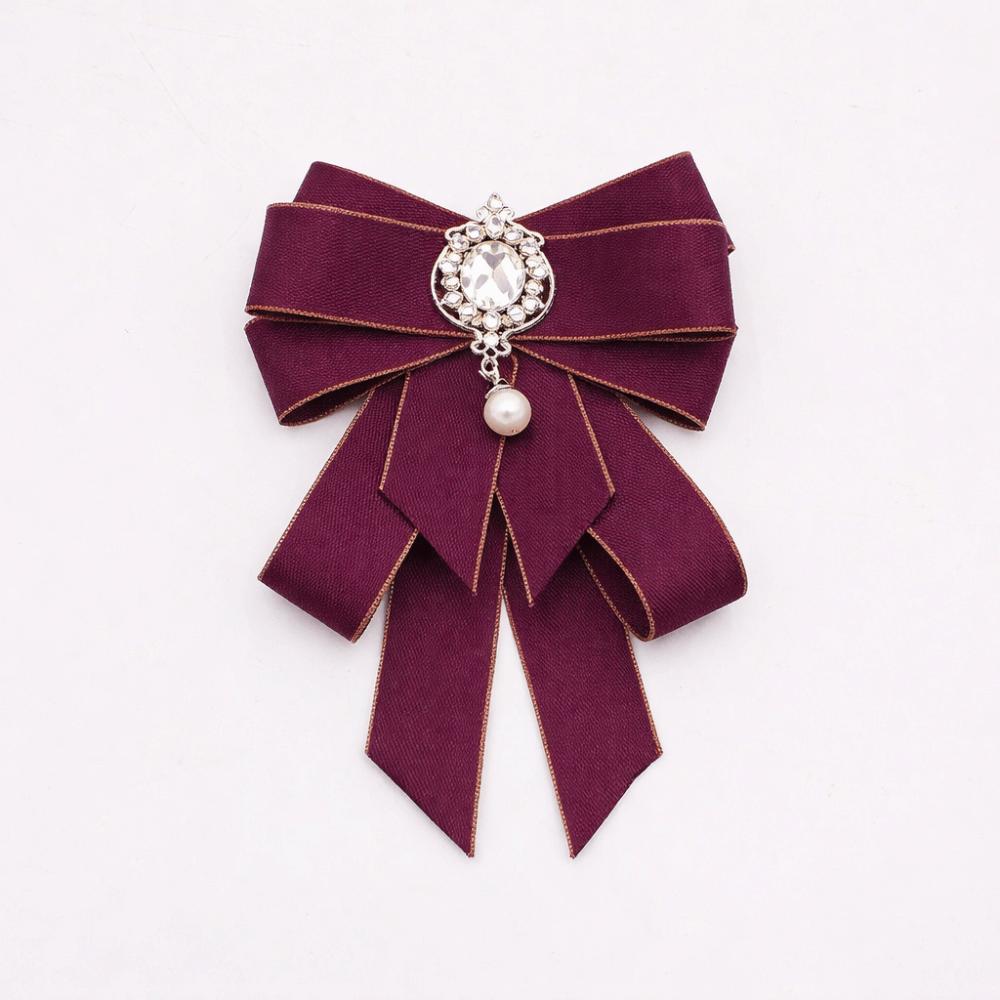 Crystal Bow Tie Rhinestone Ribbon Bow Brooch Fashion Neck Tie  For Men and Women