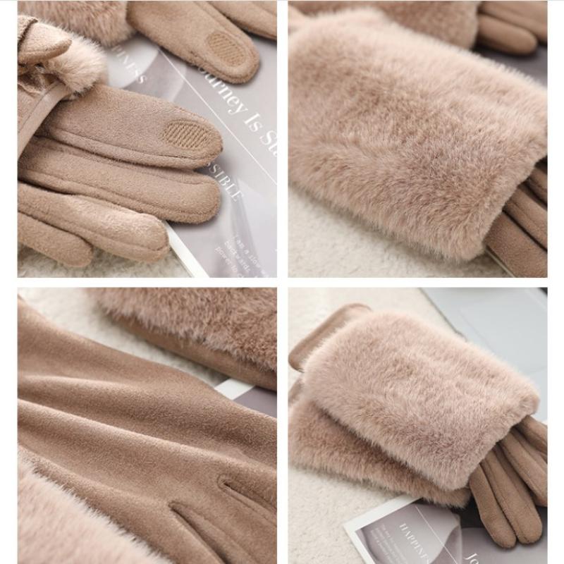 Thickened Fleece Lined Touchscreen Gloves Women'S Winter Warm Outdoor Cycling Windproof Gloves