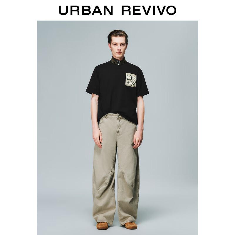 

UR Men s 2025 Spring Fashion Casual Woven Pattern Round Neck Short Sleeve T-Shirt XS