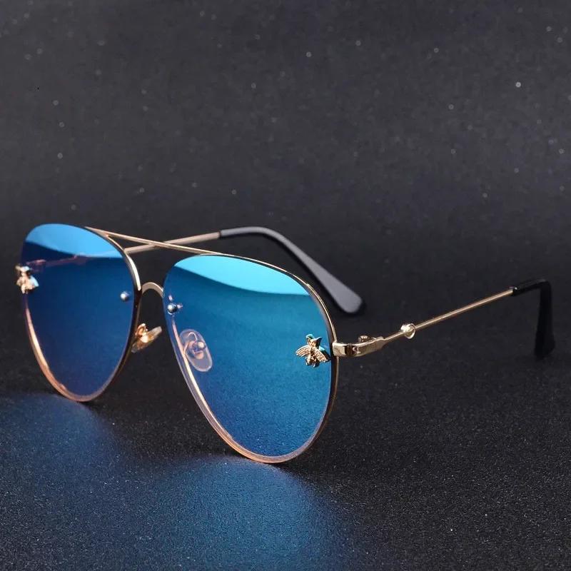 Luxury Brand Designer Female Rimless Sunglasses Aviation Woman Sun Glasses Gradient Shades Little Bee Lens Ladies UV400 Ray