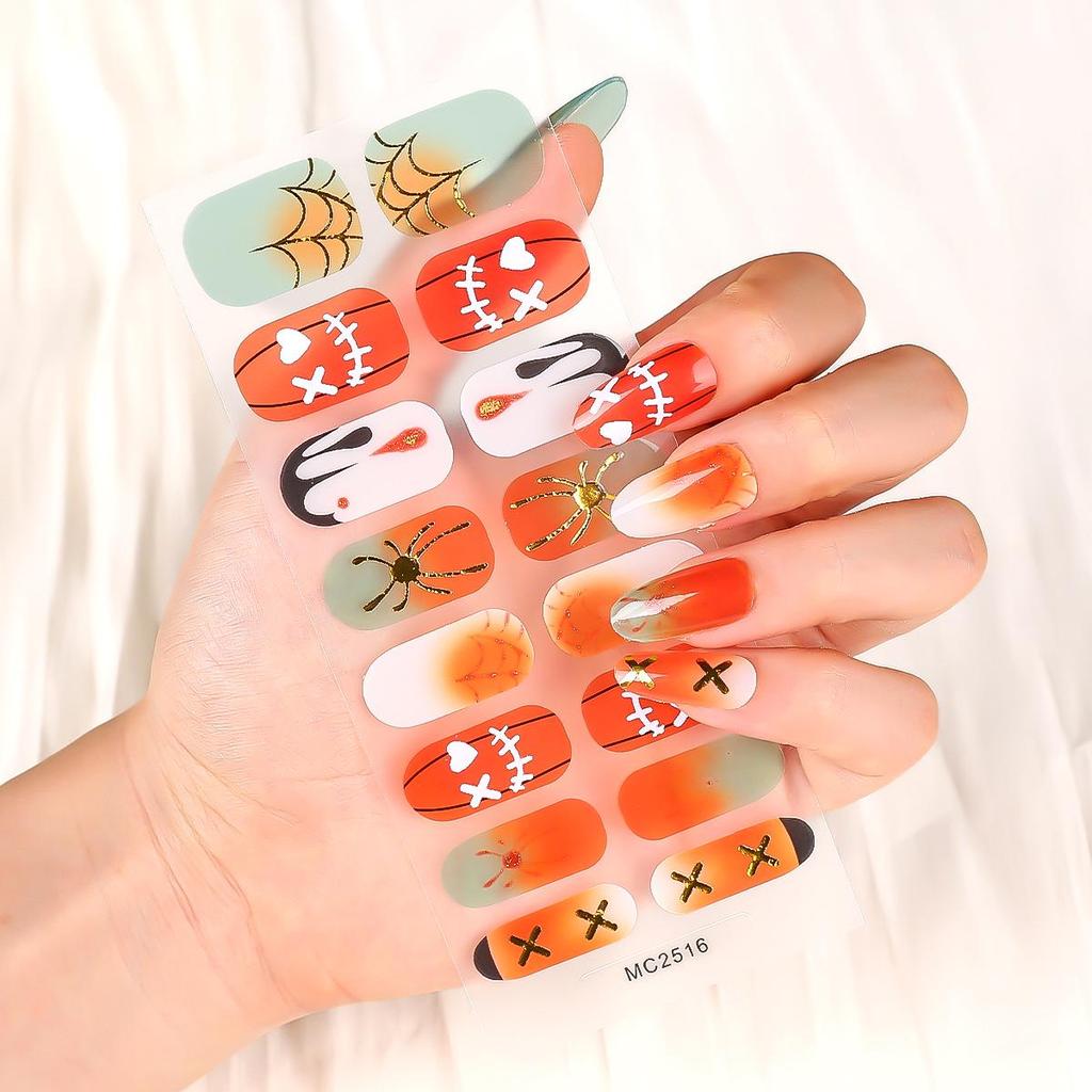 16-Piece European/American Christmas Gel Nail Stickers – No-Bake, French Manicure Style