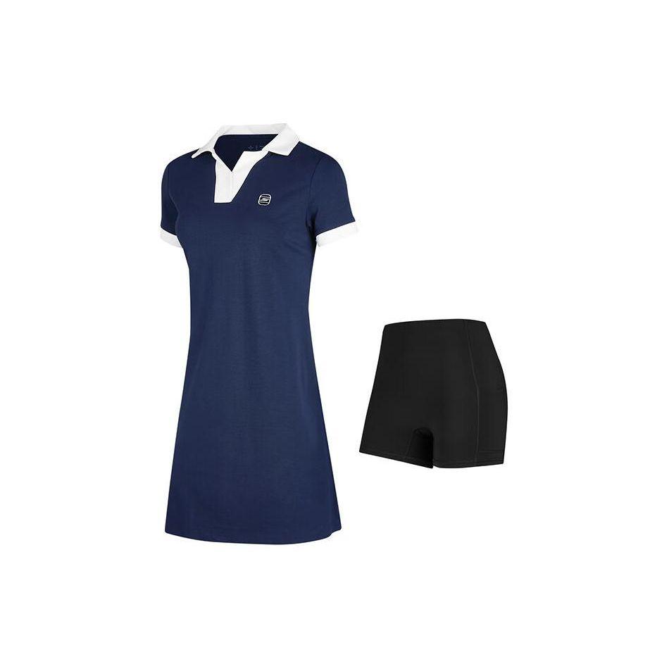 Skechers Color Block Logo Knit Dress With Knit Shorts Women dresses Navy-Academy-Blue P224W026-02MZ L