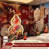 Chinese First Birthday Decor: Baby Grab-the-Week Props & KT Board Background