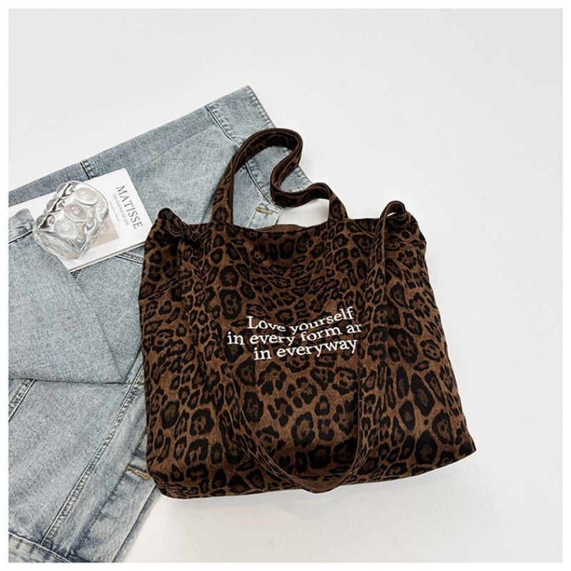 Retro Leopard Print Crossbody Bag, Large-capacity Commuter Single-shoulder Bag, Casual Tote Bag