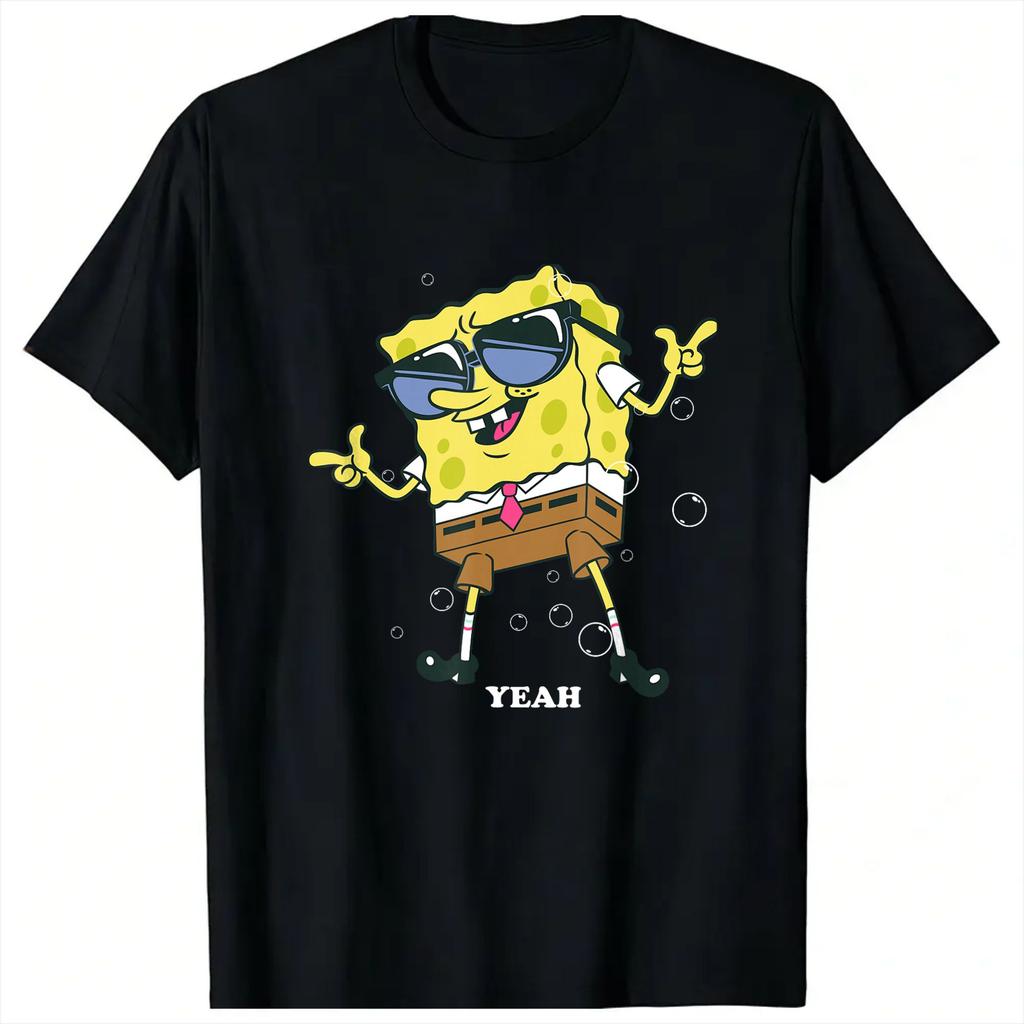 Streetwear T Shirt Spongebobs Cool Yeah Sunglasses T Shirts Leisure Tee Shirt for Unisex Summer Y2K Casual Print Short Sleeve Tops