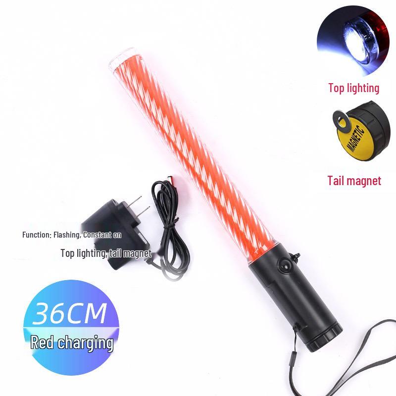 Rechargeable LED Traffic Baton with Emergency Whistle and Flashing Strobe