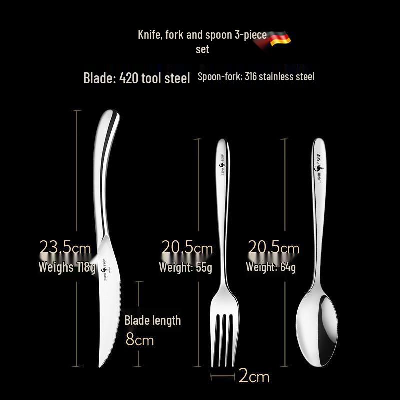 

Европейский стиль Набор столовых приборов из нержавеющей стали 316 немецкой резки - Нож для стейка, Вилка, Ложка для западной кухни