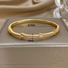 Punk Micro Inlaid Zircon Arrow Slim Bracelet for Women Fashion Gold Plated Copper Cuff Bangle Bracelets Jewelry Gifts