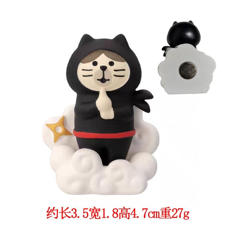 Japanese cat refrigerator sticker, grocery zakka cute bread coffee shop decoration gift miniature resin ornament