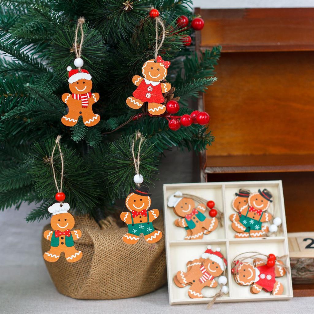 Christmas Tree Hanging Decor Rustic Gingerbread Man Ornament Santa Claus Decoration Premium Wooden Christmas Ornament For Window