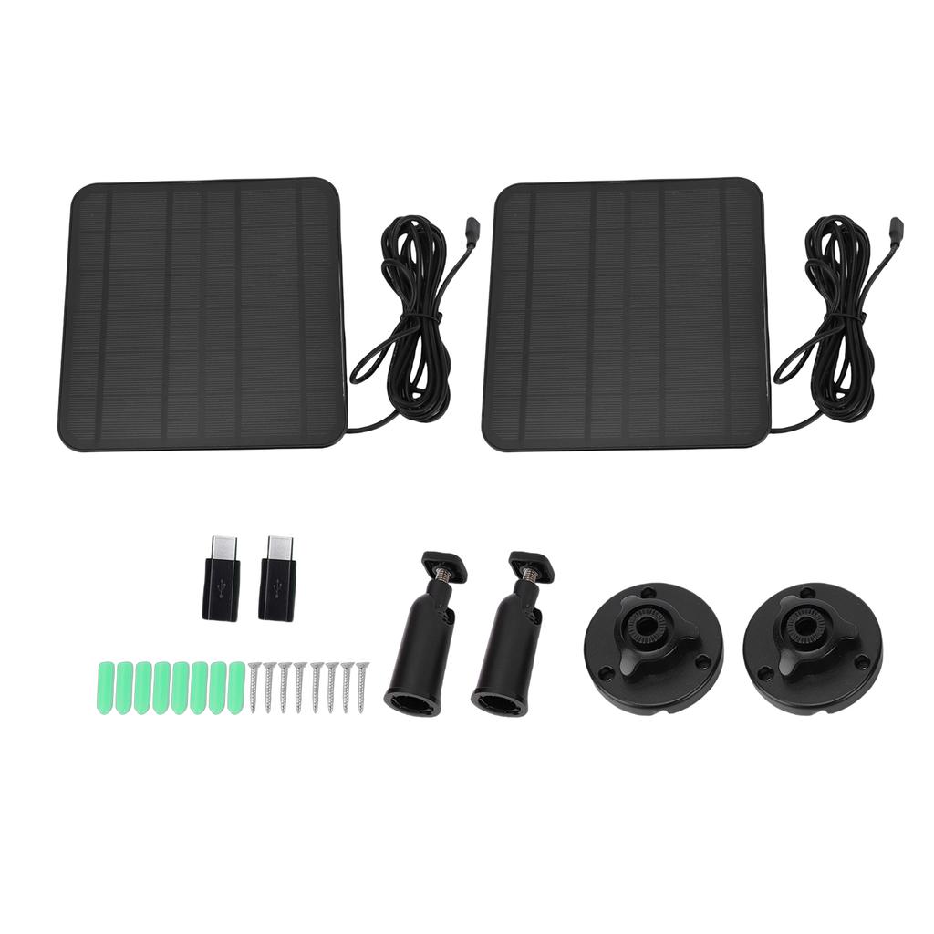 2PCS 12W Solar Panels Security Camera Solar Charger IP65 Water Proof Micro USB Interface 360 Degree Adjustable Bracket