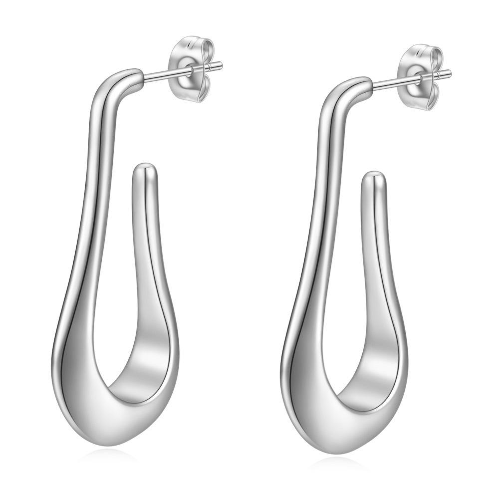 14K Gold Water Drop Hollow Earrings - 40MM Stainless Steel, Versatile & Stylish.