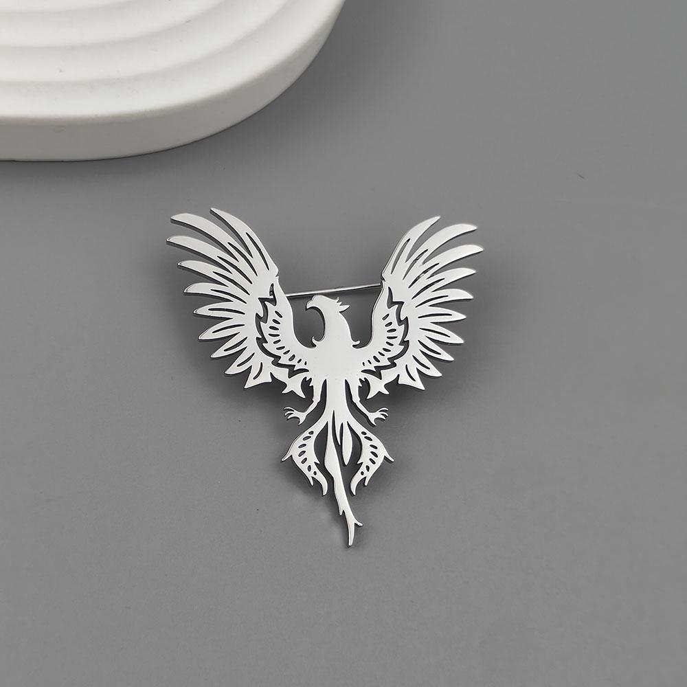 Retro Phoenix Male Brooches Gold Plated Stainless Steel Animal Lapel Pins Men's Jewelry Clothing Accessories Husband Gifts