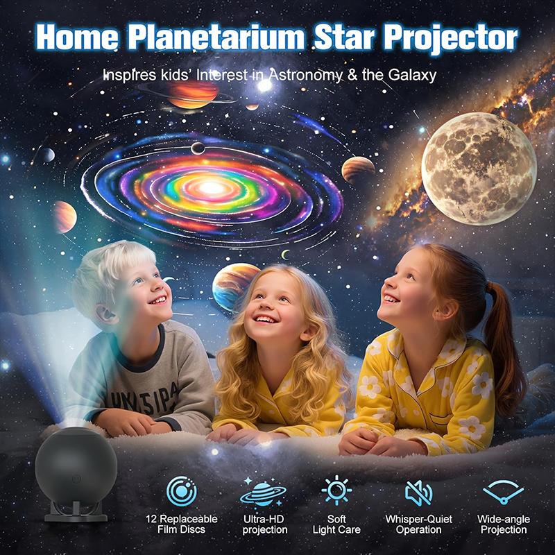 Galaxy Projector, Star Projectors with 12 Space Films For Bedroom Planetarium Night Light Ceiling Nebula Living Game Room Decor