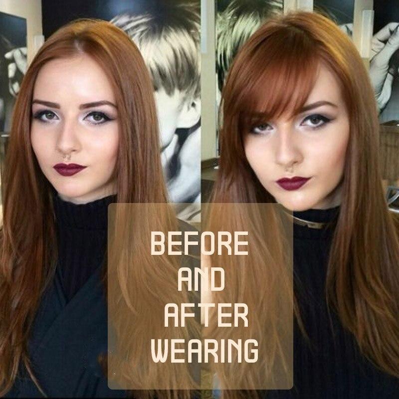 AOSI Black Brown Hair Bangs Clip In Bangs Front Fringe Hair Women Clip In Hair Extension Hair Accessories