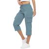 Damen elastische Taille Cargo Capri-Hose lockere Passform lässige Capri-Hose mit Taschen detail für Sommer tägliche Kleidung