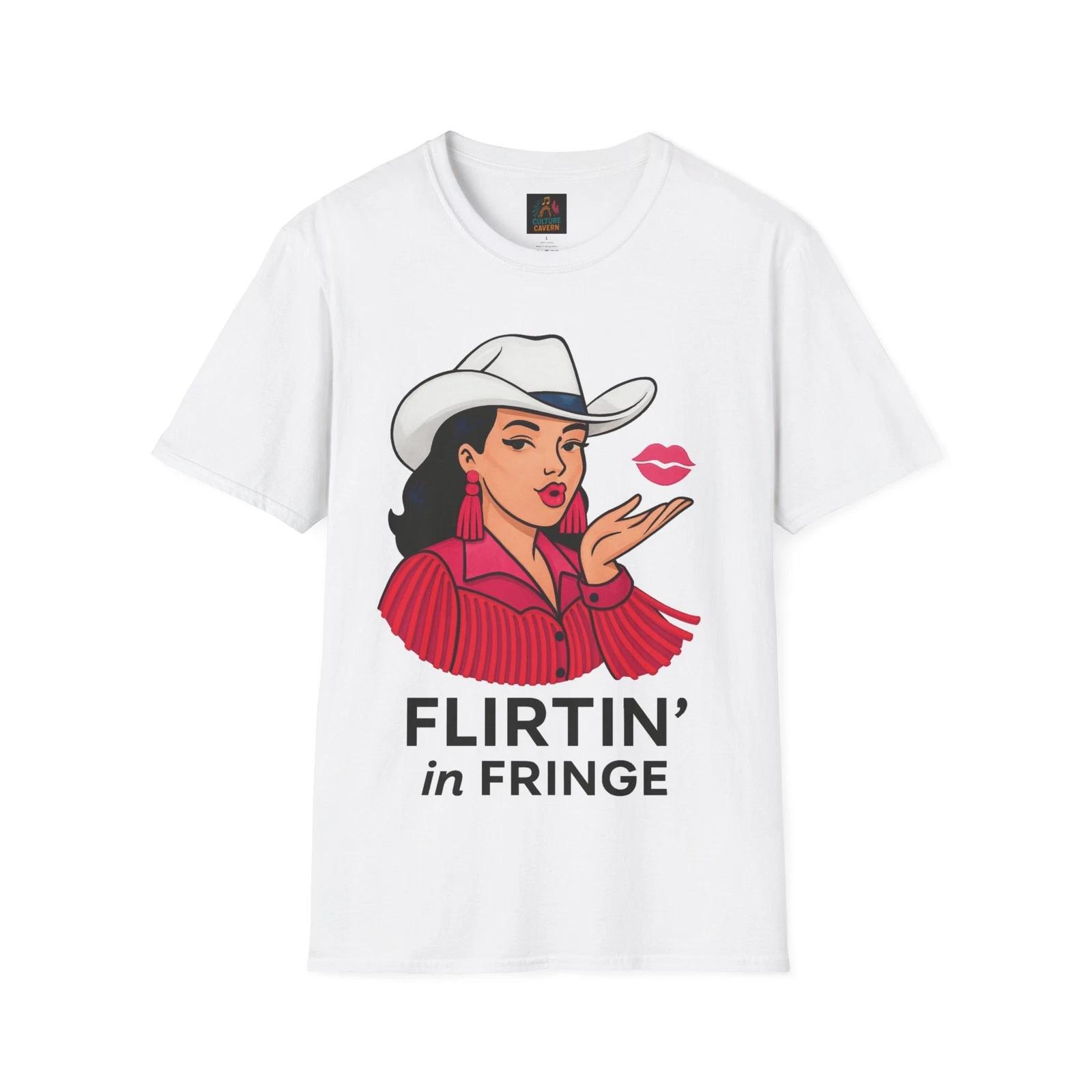 Cowgirl Graphic Tee, Flirtin  in Fringe T-Shirt, Western Style Apparel, [...] M