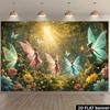 2D Verzauberter Wald Fee Kulisse Blumige Sonnenlicht Party Foto Booth Banner
