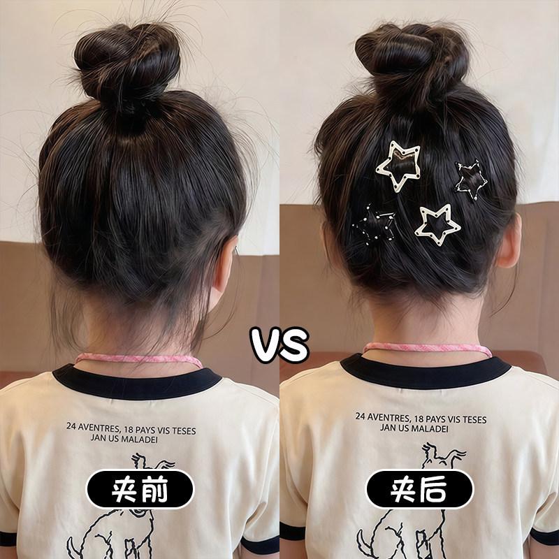 4pcs Rhinestone Vintage Polka Dot Star Hair Clips Set Japanese Sweet Heart Geometric Flyaway BB Clips Kids Versatile Hairpins