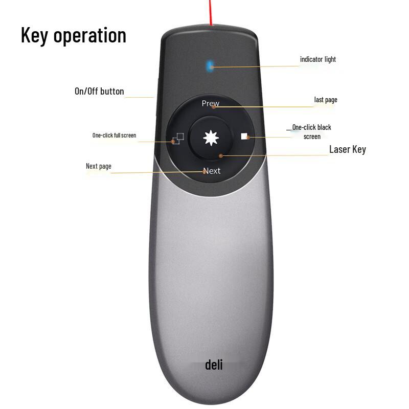 Deli 2805 Rechargeable Presentation Remote