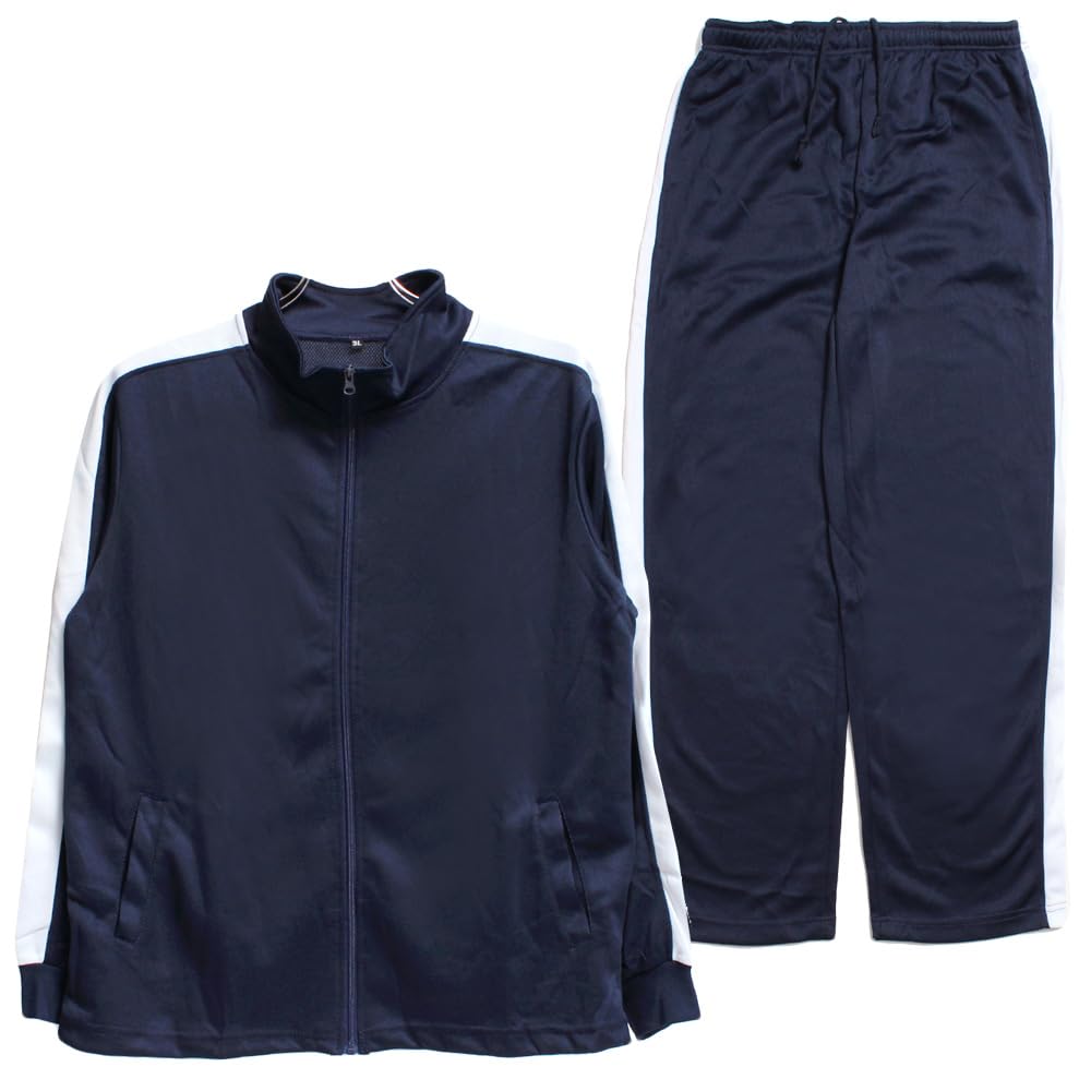 One Colors Men's Plus Size Tracksuit Set, Top and Bottoms, Navy and White, Size 3L