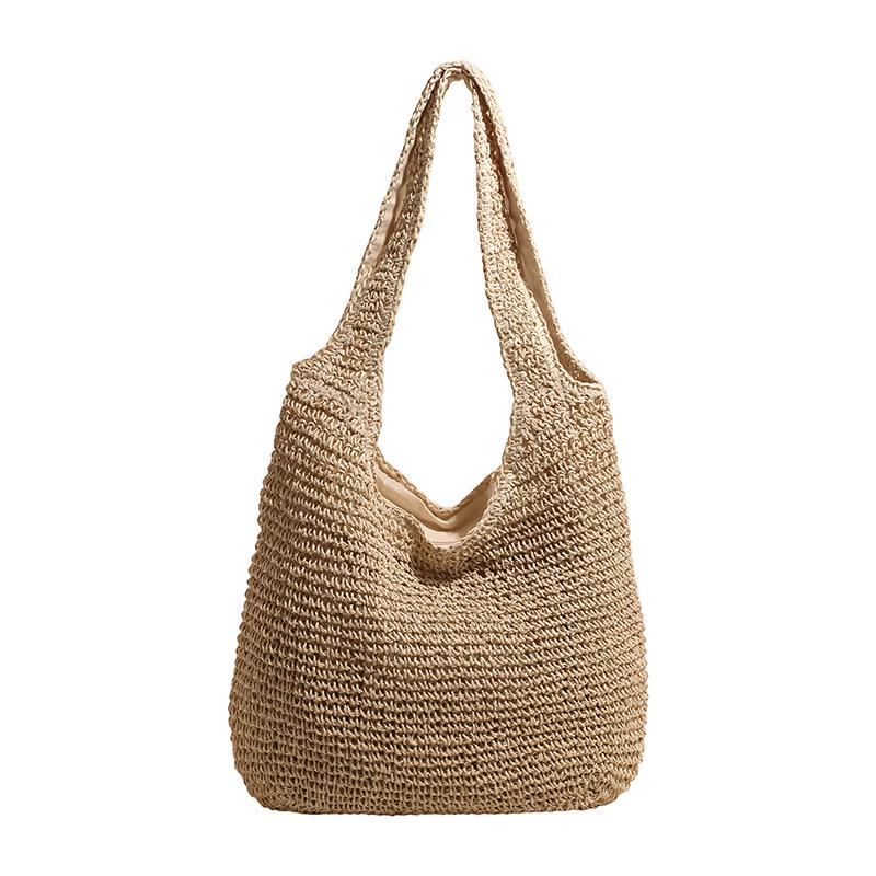 European & American Mori Style Single Shoulder Straw Woven Bag - Casual, Versatile, Large Capacity Beach Holiday Bag.