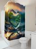Heart-Shaped Landscape Shower Curtain - Waterproof, Mildew-Resistant, Machine Washable For Romantic Bathroom Decor
