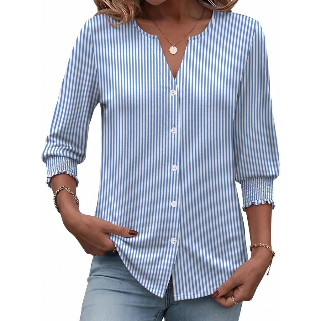 Damen Freizeit T-Shirt Top mit 3/4 Ärmel für den Alltag