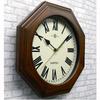 Santel Natural Wood Retro Octagonal Wall Clock Antique Brown Japanese-made Radio-Controlled (Roman Numerals) DQL712-R