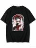 2026 New Unisex Crew Neck Casual Short Sleeve T-Shirt With Lolita Style Lying Pose Kurumi Tokisaki Cutout Anime Print