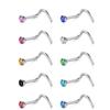 Mixed Color Nose Stud Set: Fish Tail, Inlaid Rhinestone, L-Shaped, & Straight Bar. Hot Selling & In Stock.
