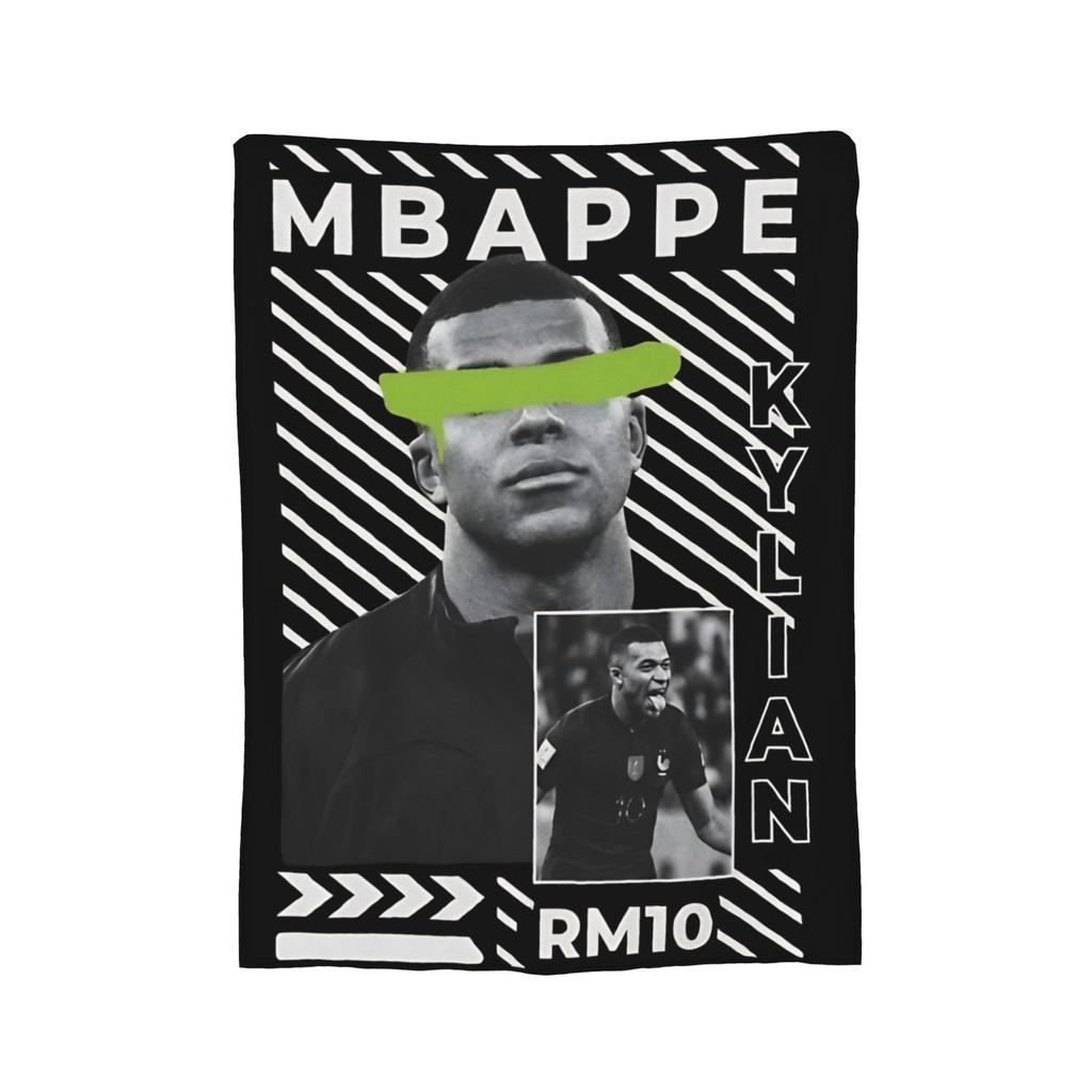 Pipini M-Mbappes Novelty Football Fleece Throw Blankets Funny Blankets for Sofa Bedroom Warm Bedroom Quilt,