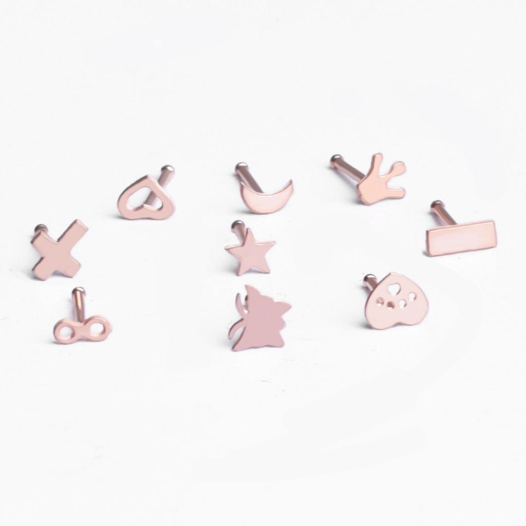 Set Strust Oțel Inoxidabil Unghie Nazală Fără Decolorare Inel Nazal Cruce 9 /Lot