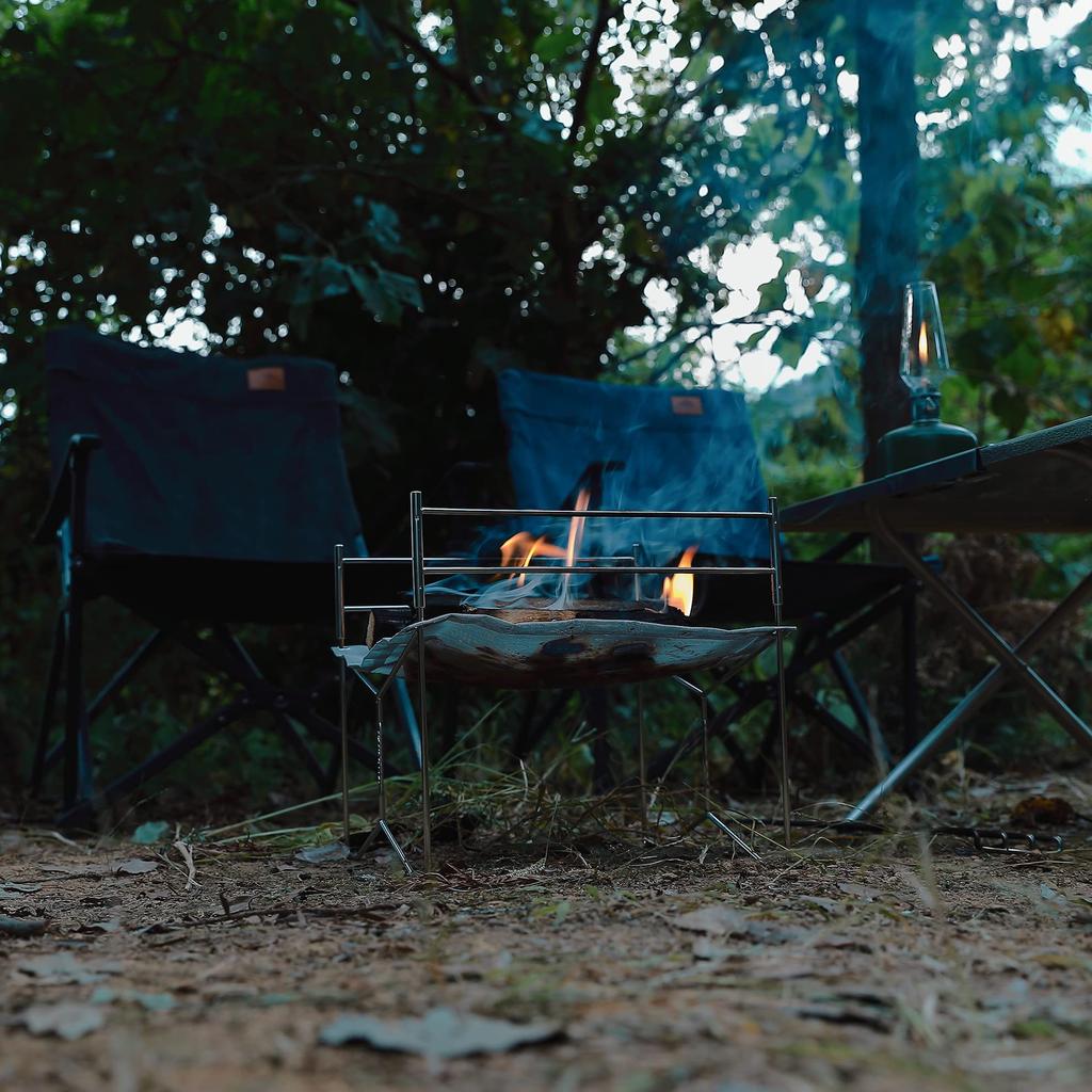 CAMPING MOON SOLO-202 B4-Type Solo Grill, Fire Pit, Fire Mesh, All-Stainless Steel 304 with Canvas Case