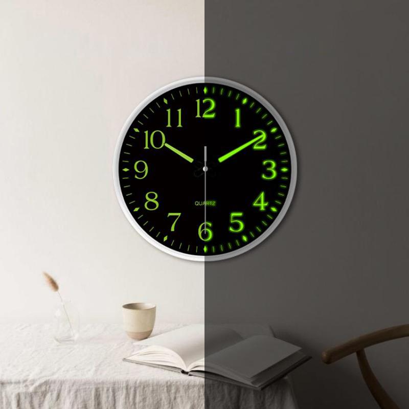 1 Pcs Luminous Wall Clock Light In Dark Night Digital Quartz Movement Bedrooms Living Room Study Loudspeaker Mute Clock For Home