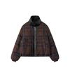Winter new lapel casual fashion cotton coat women's contrasting color plaid bread clothes short splicing cotton clothes