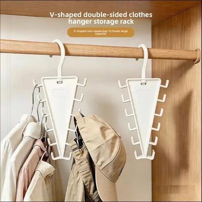 V-shaped Hook Wardrobe for Hanging Bags, Hats and Scarves - A Space-saving, Multi-functional Dormitory Storage Rack.