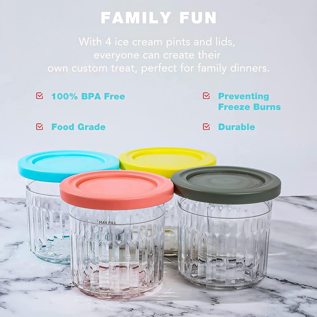 For NC301 NC299AMZ NC300 CN305A CN301CO Yogurt Container Tubs Food Freezer Ice Cream Pint Cup Maker Storage Jar With Lid