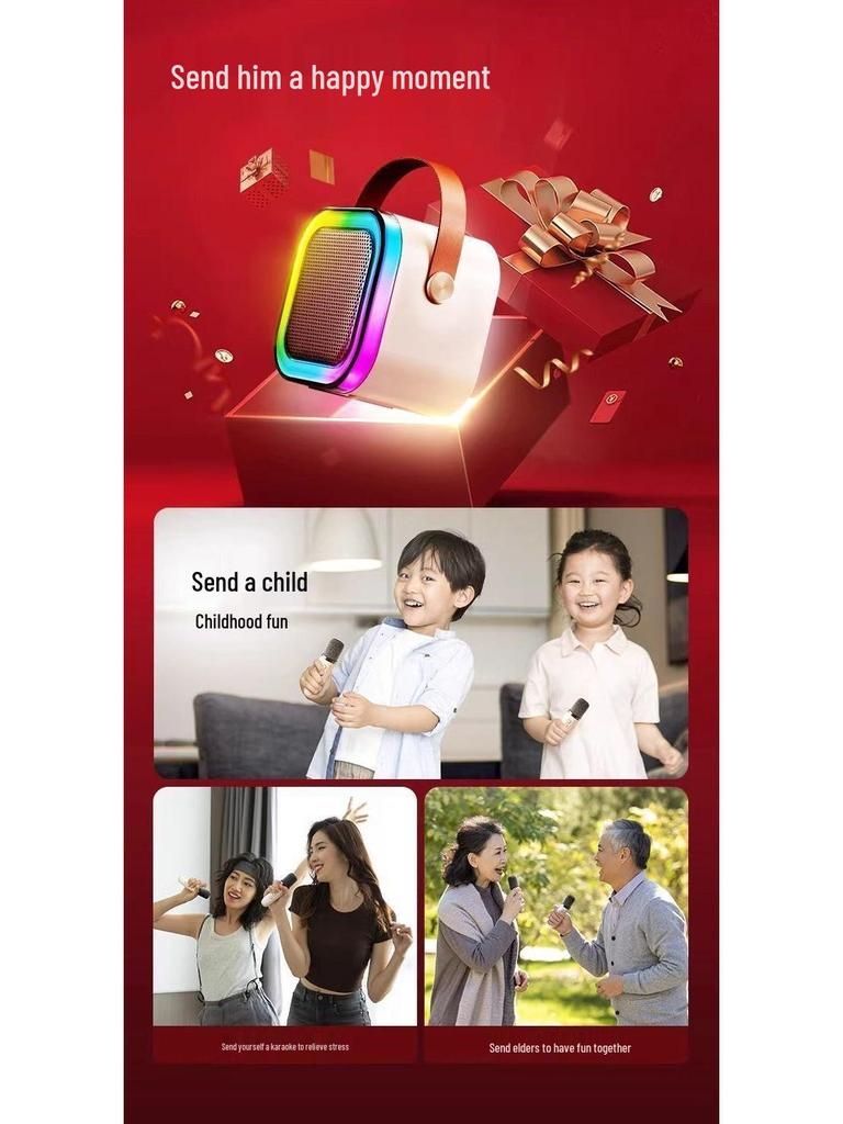 K12 Portable Wireless Bluetooth Speaker with USB & Integrated Singing Sound