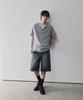 Awodeijeu Wavy Curved Bermuda Denim Pants [Blue]