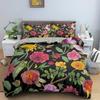 Tropical Flower Leaf Duvet Cover Set Queen Vintage Floral Bedding Set Boho Style Comforter Cover Floral Polyester Quilt Cover