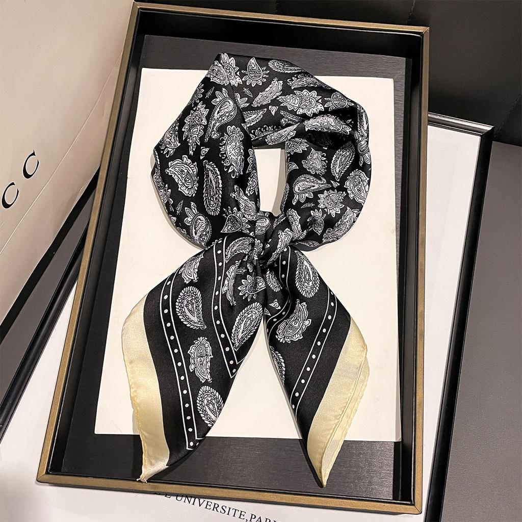 Luxury Square Scarf For Women Elegant Ladies Hijab Fashion Print Neckerchief Bandanas Summer Soft Stain Faux Silk Scarves Shawl