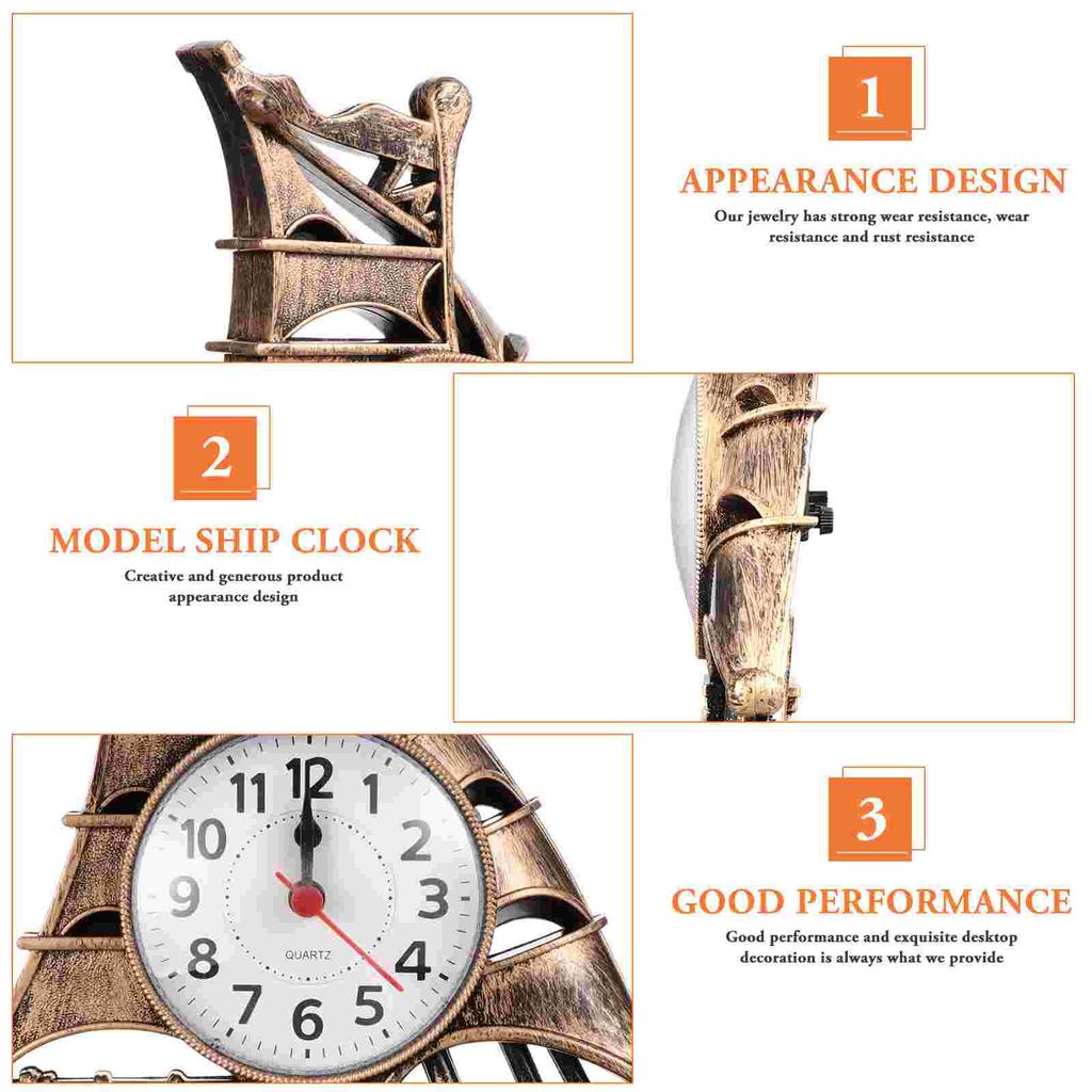 Sailboat Sculpture Alarm Clock Luxury Retro Alarm Clock Novelty Table Desk Clock