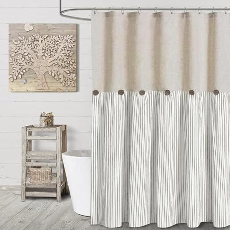 

Handun Button Patchwork Shower Curtain
