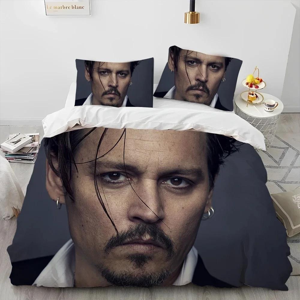3D Printing Johny Dep Series Warm Comforter Beding Set,Soft Duvet Cover Bed Linen Set Comfortable Quilt Cover Pilowcase,king Quen Sized Dimensions