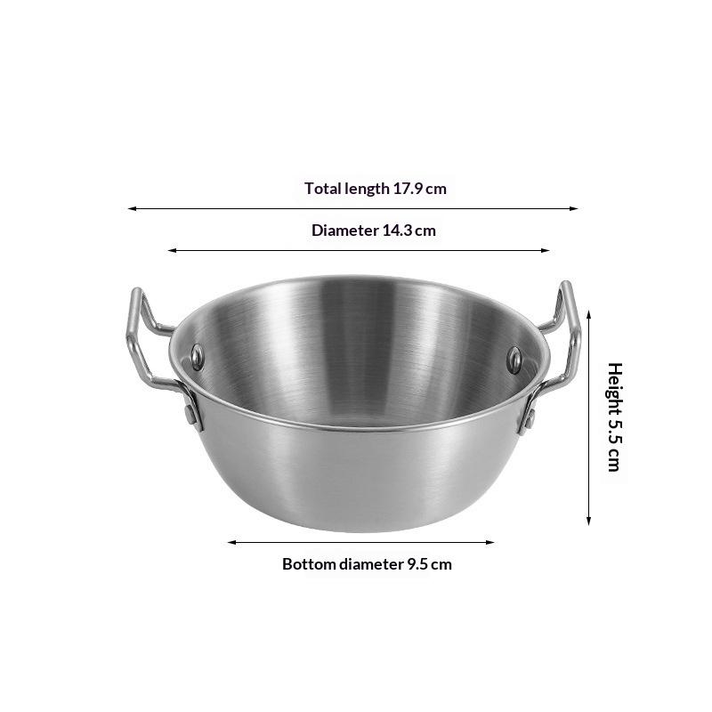 New 1pc 304 Stainless Steel Instant Noodle Bowl Korean Rice Wine Bowl With Handle Salad Snack And Fries Bowl
